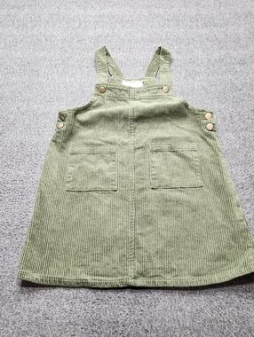 Biwen Corduroy Overall Dress Kids 6 Green Pinafore Jumper